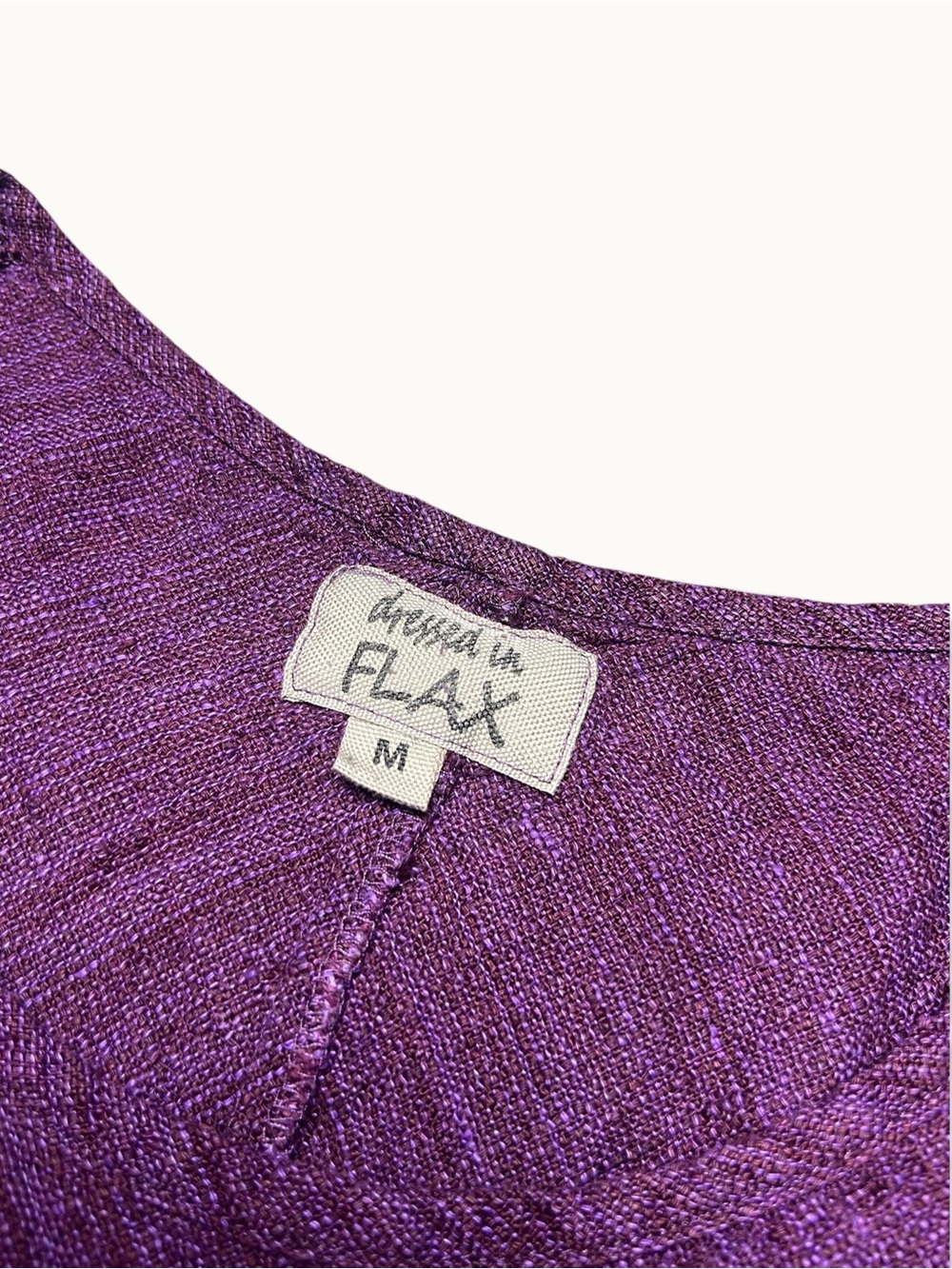 FLAX by Jeanne Engelhart Purple 100% Linen Shift Dress Lagenlook M - Picture 2 of 6